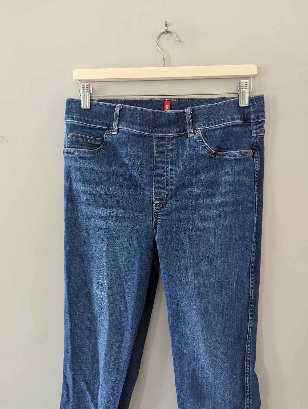 Spanx Medium Wash High Rise Ankle Skinny Jeans Size Large
